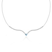 Colier tenis argint cu pietre si inima bleu DiAmanti SMT-1024A-N-AS
